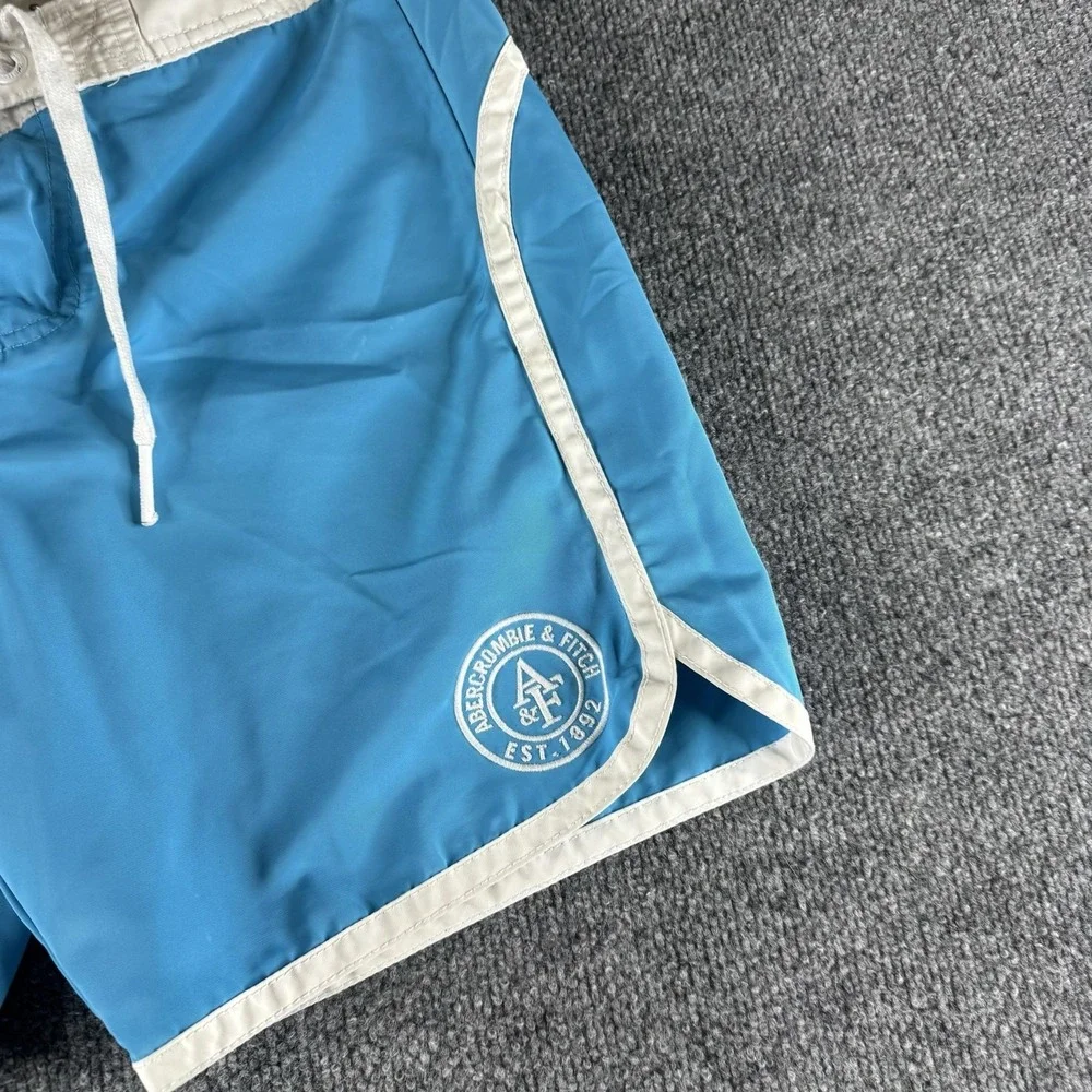 Abercrombie & Fitch Swim Shorts Mens S Blue Board Trunks Drawstring Microfiber
